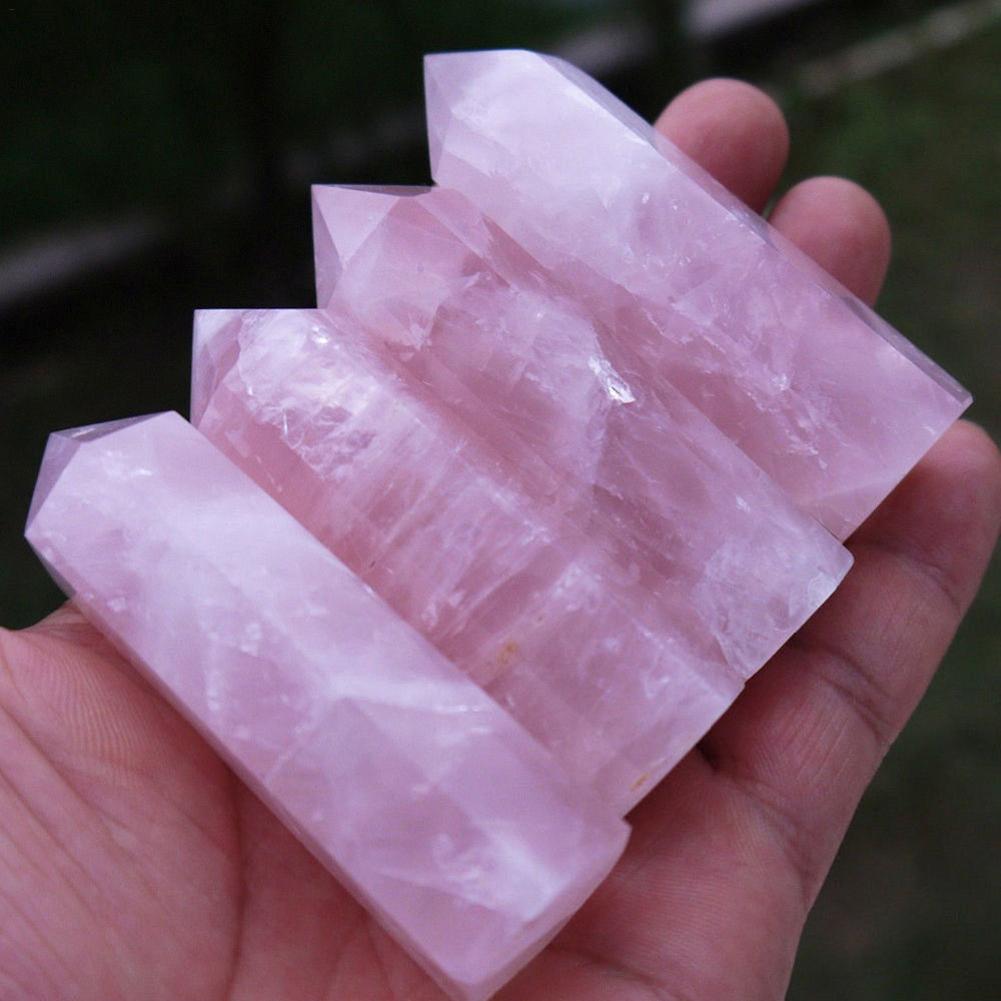 Hot Natural Rock Pink ROSE Quartz Crystal Point Healing Pretty Original Stone